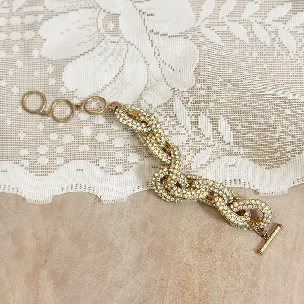 Gold Crystal Chain Link Bracelet